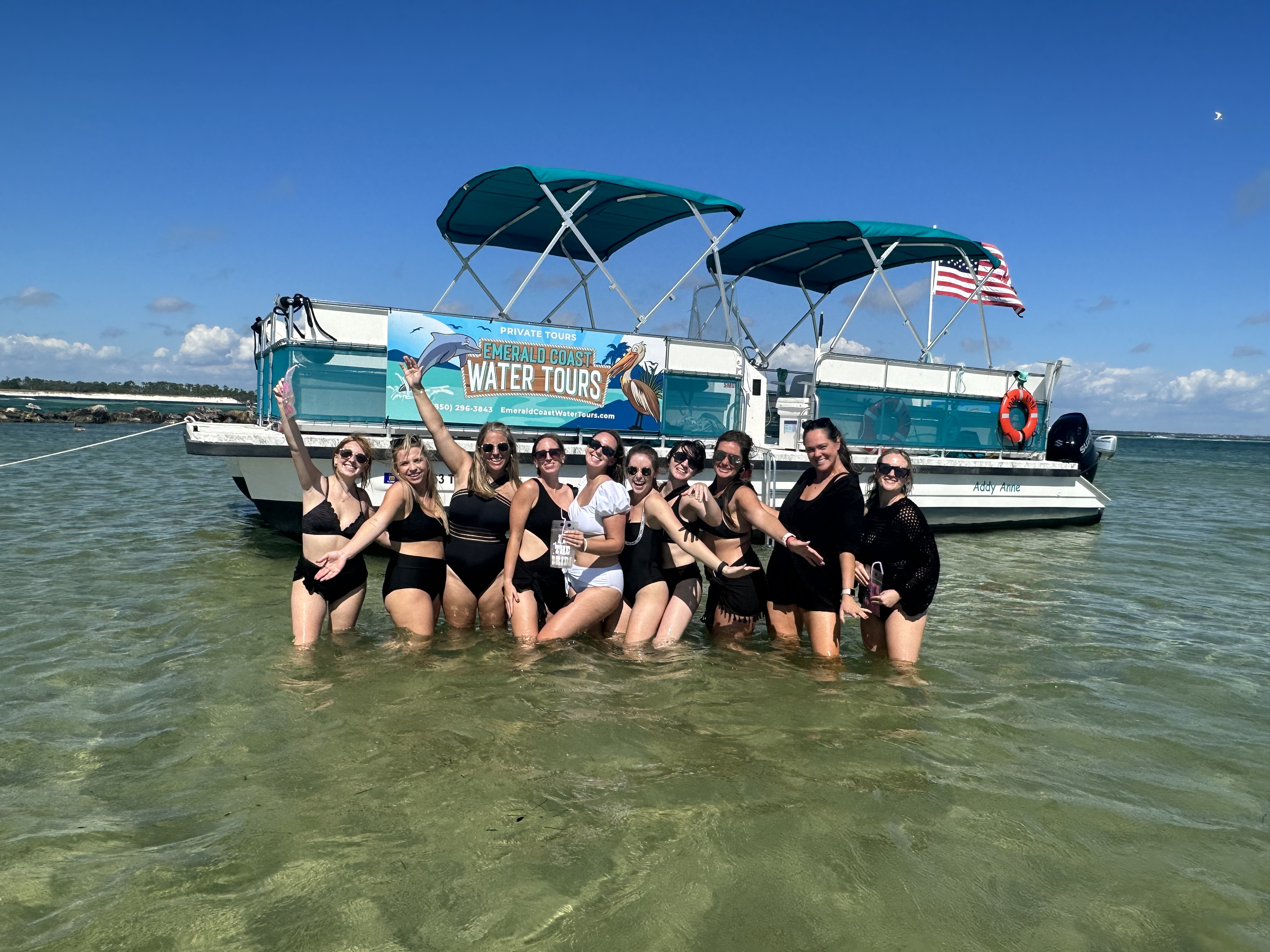 Private dolphin tour boat with families and large groups at Shell Island Panama City Beach